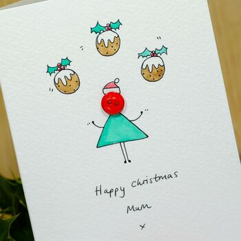 Personalised 'Christmas Button' Hand Illustrated Card, 7 of 10