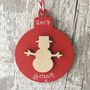 Personalised Wooden Snowman Christmas Bauble Decoration, thumbnail 1 of 5