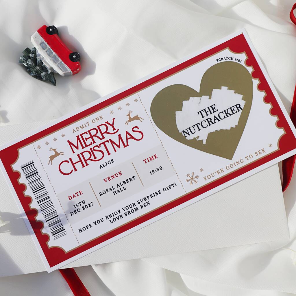 Personalised Scratch Ticket Christmas Musical Theatre Surprise Event Gift For Him Her, 1 of 5