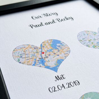 Wedding Gifts Personalised Location Maps Print Met Engaged Married, 8 of 10