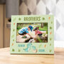 Personalised Siblings Dinosaur Pastel Photo Frame Gift, thumbnail 1 of 7