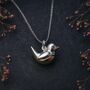 Personalised Tiny Sterling Silver And Rose Gold Robin Necklace, thumbnail 1 of 9