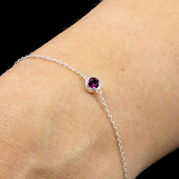 Sterling Silver February Amethyst Birthstone Bracelet, 2 of 10