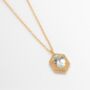 18k Gold Plated Blue Topaz Gemstone Hexagon Necklace, thumbnail 2 of 3