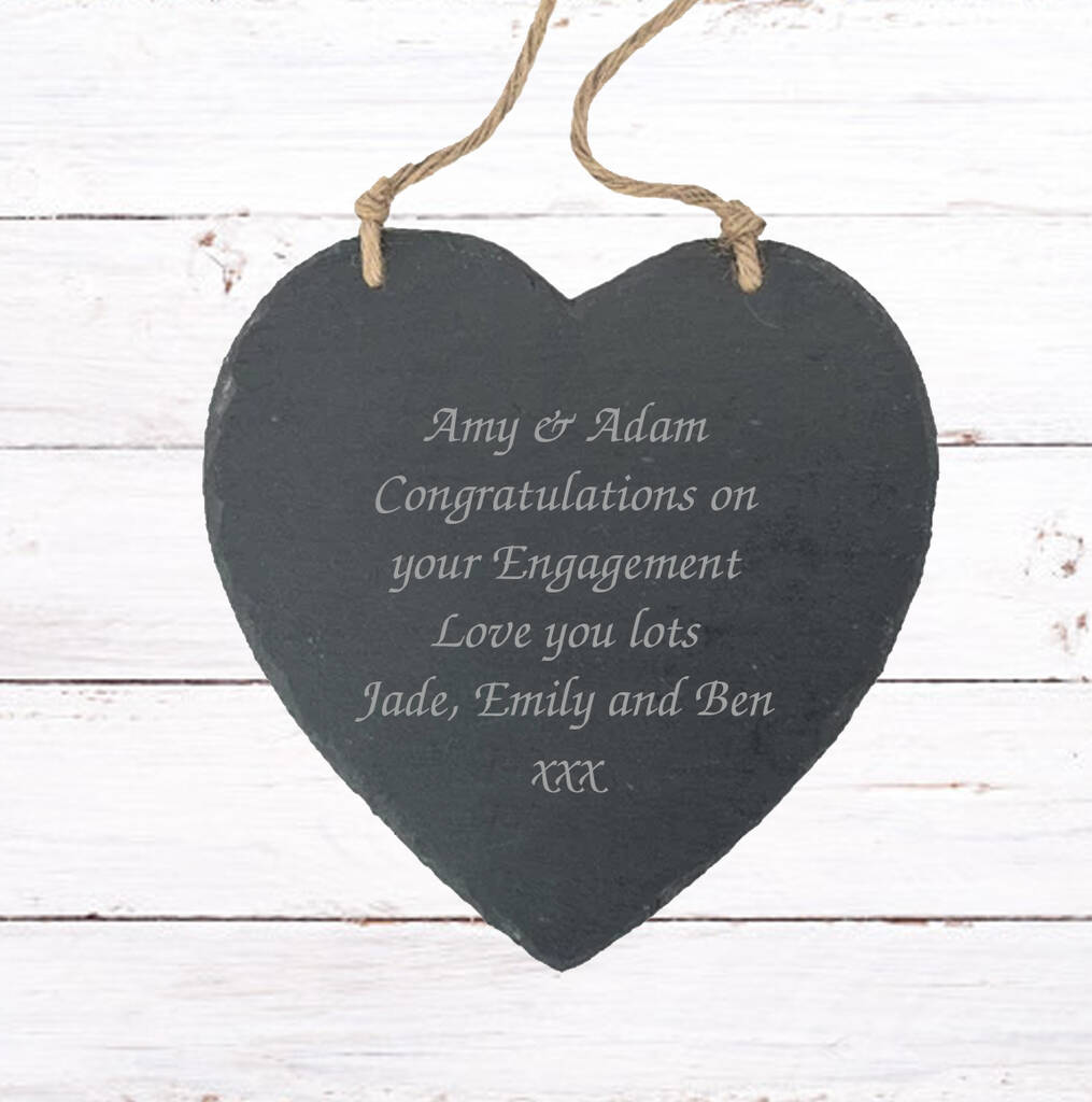 Personalised Hanging Slate Heart | Custom Text Engraved, 1 of 1