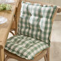 Set Of Two Green Gingham Seat Pads With Buttons, thumbnail 3 of 6