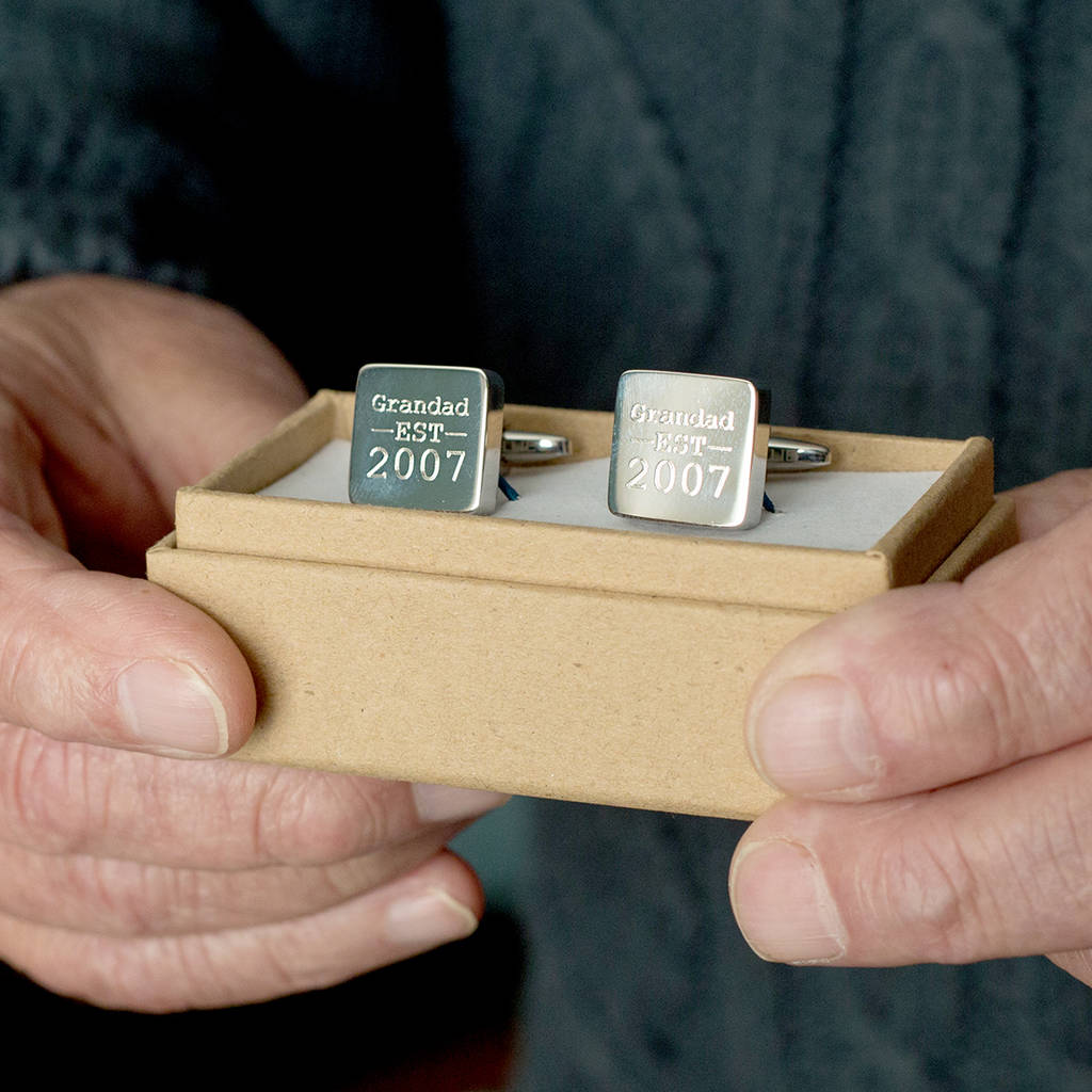 Image of Grandad Est. Year Personalised Square Cufflinks