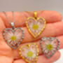 Heart Necklace With Daisy Flowers And Silver Beads, thumbnail 2 of 10