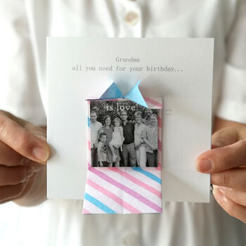 Personalised Birthday Origami Hidden Photo Grandma Card, 3 of 4