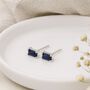 Sterling Silver Sapphire Baguette Stud Earrings – 6mm, thumbnail 4 of 5