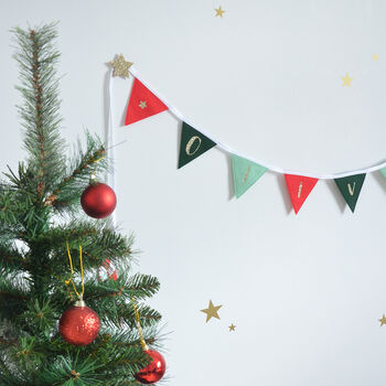 Personalised Red And Green Christmas Bunting, 2 of 9