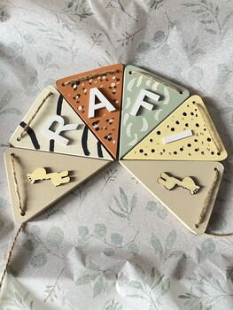 Safari Bunting Jungle Theme Wooden Personalised Bunting, 7 of 11