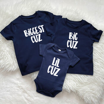 Biggest Cuz, Big Cuz And Lil Cuz Cousins T Shirt Set, 3 of 6