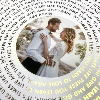 Metallic Personalised Record Song Lyrics Photo Print, 2 of 7