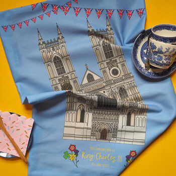 King Charles Coronation Westminster Abbey Tea Towel, 7 of 7