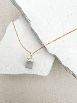 Amazonite Cube Necklace Real 18k Gold Plated, 6 of 6