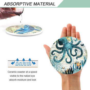 Set Of Four Ceramic Ocean Design Coasters, 2 of 4