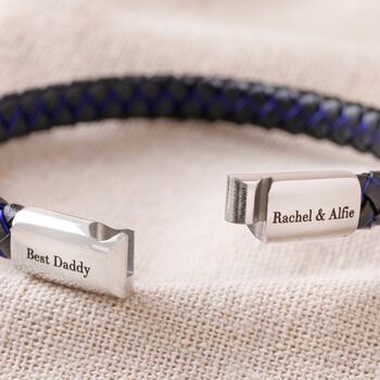 Men's Personalised Black And Blue Woven Bracelet, 3 of 7