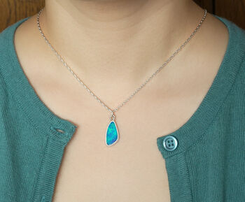 3ct Australian Opal Doublet Necklace In Sterling Silver, 3 of 3