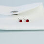 Sterling Silver Red Crystal Stud Earrings, thumbnail 3 of 4