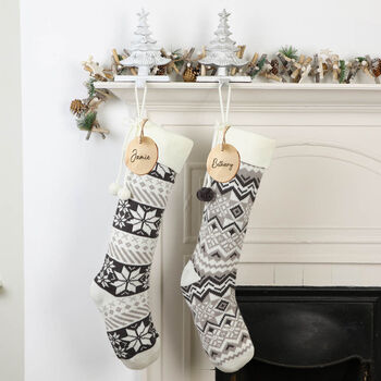 Personalised Nordic Grey Chunky Knit Stocking, 4 of 7