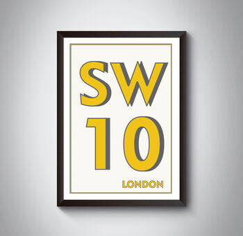 Sw10 Chelsea London Postcode Typography Print, 3 of 10