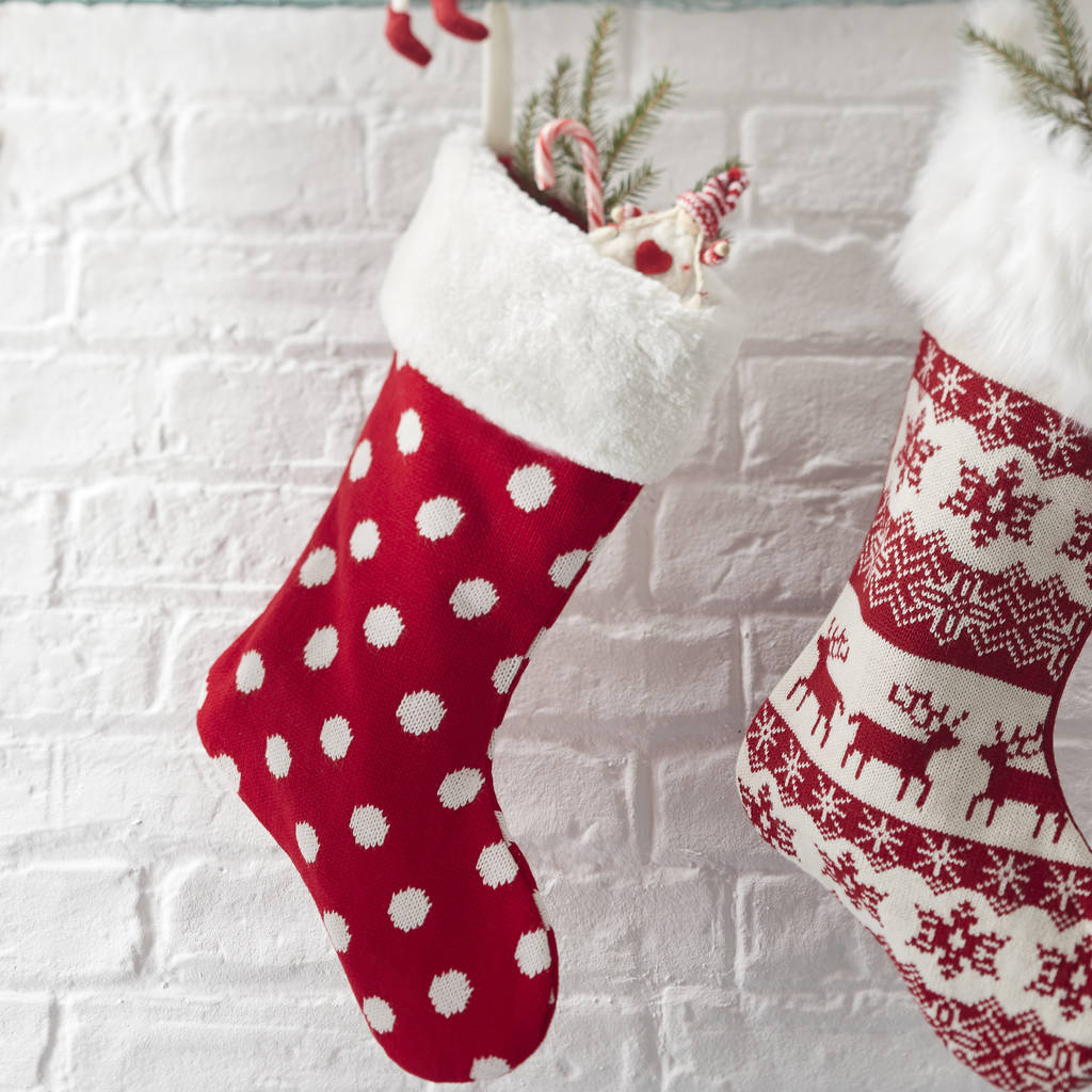 nordic spotty christmas stocking by the christmas home