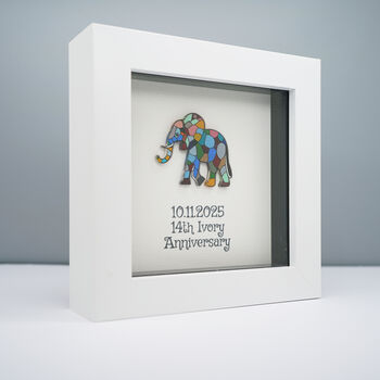 Personalised 14th Ivory Anniversary Elephant Frame Gift, 2 of 5