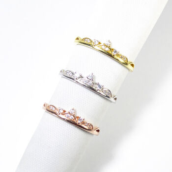 Crown Band Ring, Cz Rose Or Gold Vermeil 925 Silver, 7 of 9