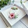 Handmade Wedding Card With 3D Flowers In Shades Of Pink And Green, thumbnail 6 of 8