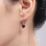 Sterling Silver Dark Amethyst Purple Pear Cut Cz Drop Earrings, thumbnail 8 of 12