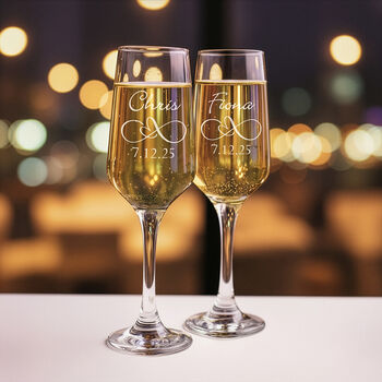 Personalised Just Married Champagne Flutes And Bottle Butler Gift Set, 6 of 6