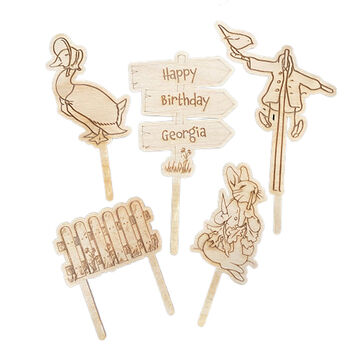 Personalised Bunny Rabbit Wooden Cake Topper Set, 5 of 5