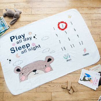 'Play All Day' Baby Milestone Cotton Blanket, 4 of 12