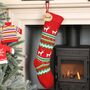 Personalised Log Cabin Knitted Christmas Stocking, thumbnail 1 of 9