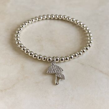 Mushroom Charm Silver Stretch Bracelet, 3 of 4