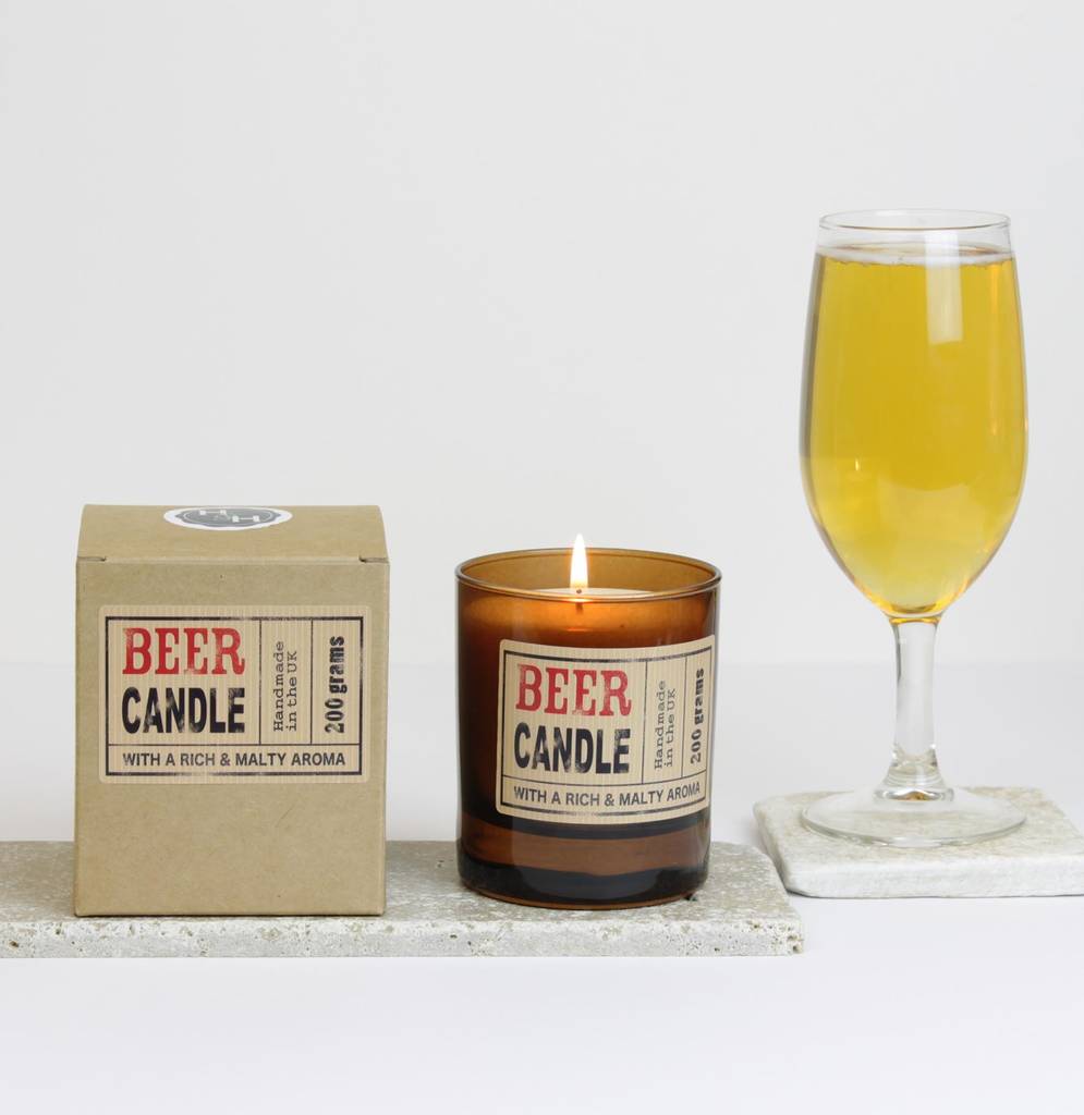 Beer Scented Candle In Brown Glass By Hem Studios