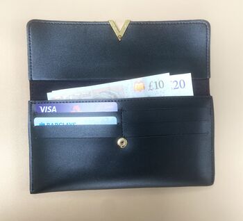 Vegan Leather Long Wallet In Black, 2 of 3