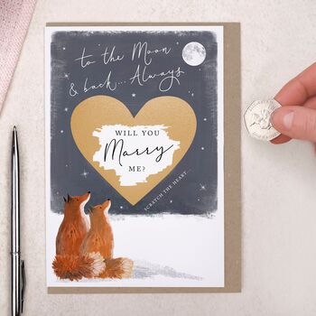 Scratch To Reveal Proposal Greeting Card Red Foxes, 4 of 4