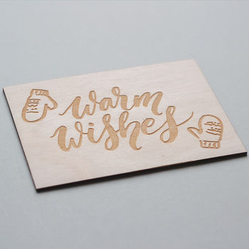 Warm Wishes Wooden Christmas Card, 2 of 4