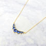 Graduated Round Sappghire Stones Gold Plated Necklace, thumbnail 1 of 4
