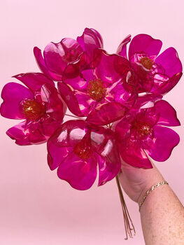 Hot Pink Bouquet Recycled Plastic Bottle Flowers, 2 of 12