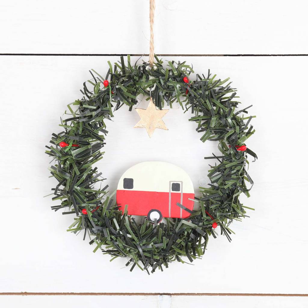 Caravan In Wreath Christmas Tree Decoration By Red Berry Apple