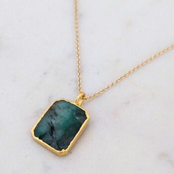 'The Rectangle' Emerald Necklace, 18ct Gold Plated, 2 of 9