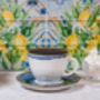 Blue Set Of Six Handmade Porcelain Tea Cup With Saucer, thumbnail 6 of 10