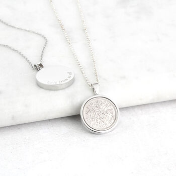 Personalised 1954 70th Birthday Sixpence Necklace, 3 of 8