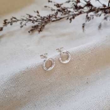 Sterling Silver Hammered Circle Studs, 3 of 6