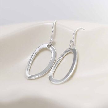 Sterling Silver Oval Ripple Earrings, 5 of 11