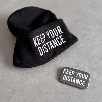 Keep Your Distance Embroidered Beanie Hat – Singles' Day Gift, 5 of 6