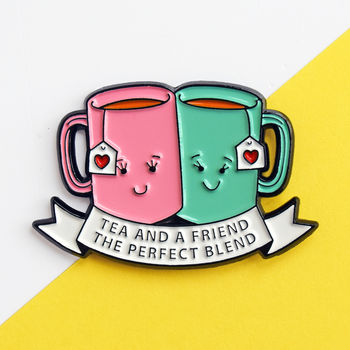 'Tea And A Friend' Enamel Pin Badge, 6 of 8